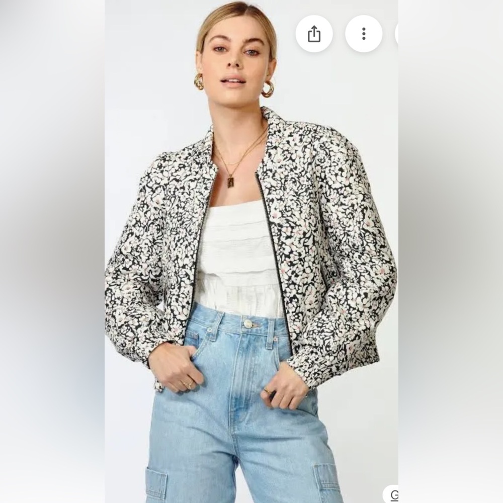 Greylin Black and Cream Floral Bomber Jacket